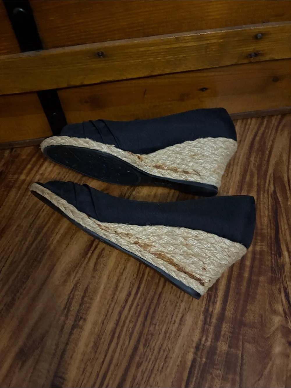 Black Wedge with Knotted Peep Toe